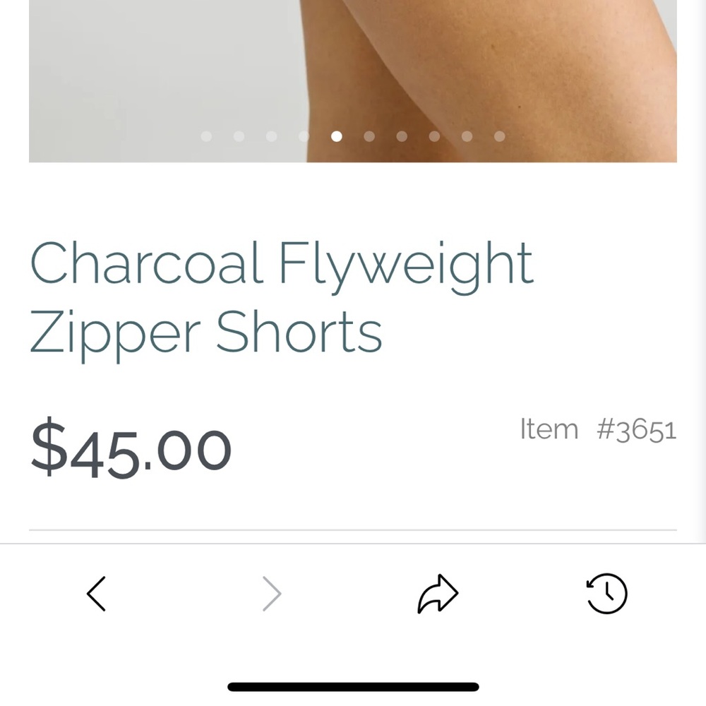Zyia Charcoal Flyweight Zipper Shorts Medium Longer Length